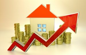 3D rendered illustration of rising real estate prices